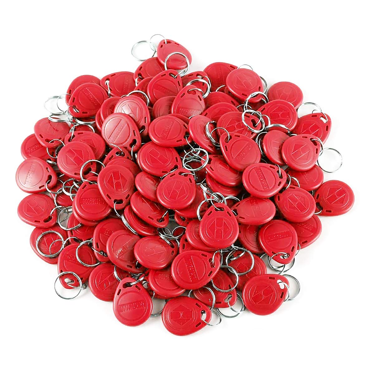 LUCINE 100pcs RFID Keyfobs 125KHz Proximity ID Card TK4100/EM4100 ABS Key fob cards for Security Lock Token Tag for Door Entry Access Control System wholesale, Read Only (100IDPCS-Red)