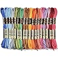 CABODYALS 6 Strands Gradient Polyester Embroidery Floss Variegated Rainbow Crewel Cross Stitch Threads Friendship Bracelet Floss Bulk for Jewelry Making Sewing Holiday Decorations Crafts DIY Projects