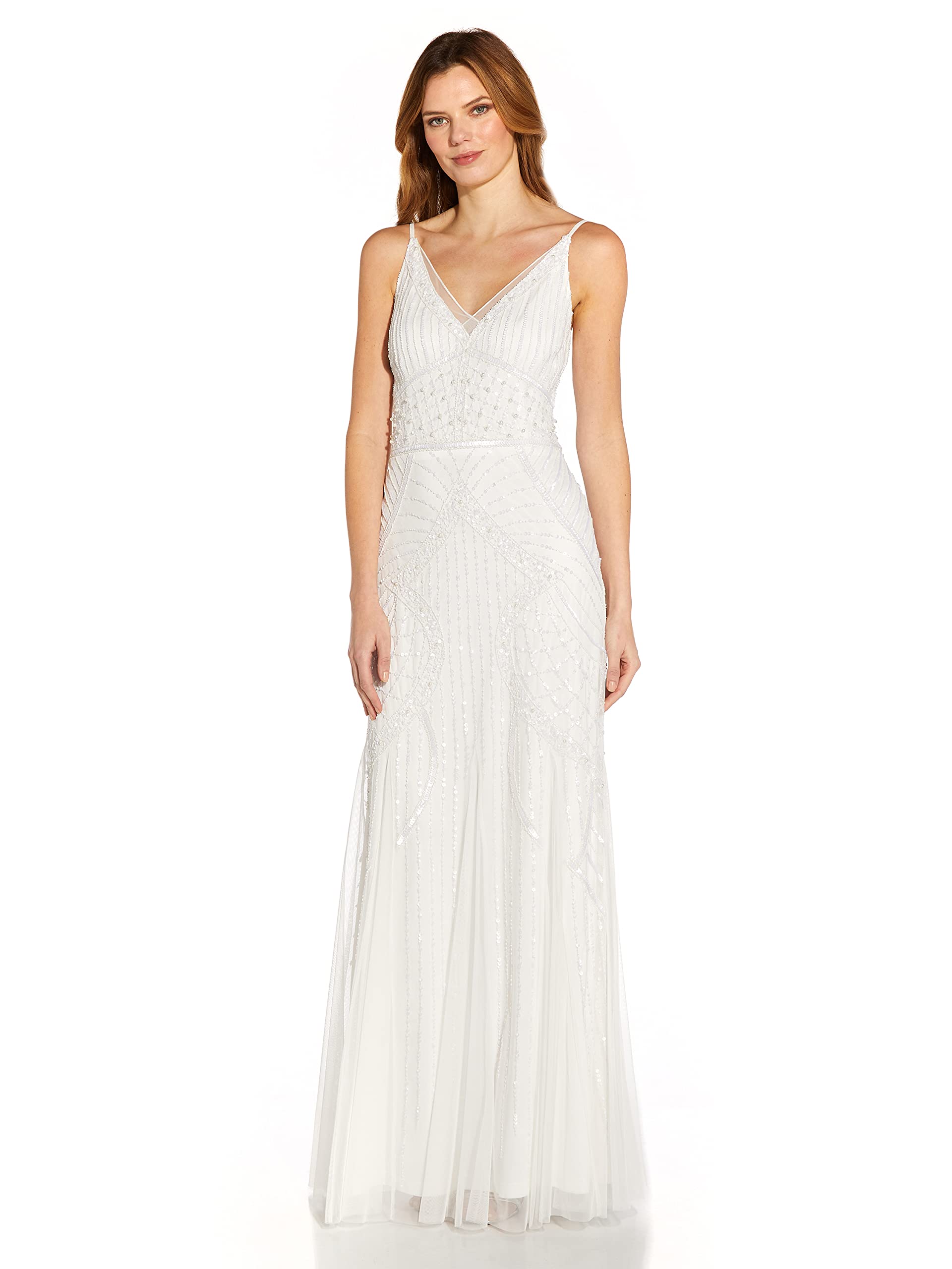 Photo 1 of Adrianna Papell Women's Beaded Mesh Gown, Ivory, 12