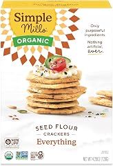 Simple Mills Organic Seed Flour Crackers, Everything, 1pk, 4.25oz | Great For Snacking, Charcuterie Boards, Dips, USDA Organi