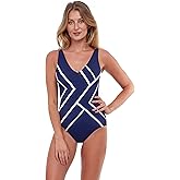 Gottex Mirage Women Black V Neck One Piece Swimsuit Essential with Soft Cups, Tummy Control, and Back Lining Classic Coverage