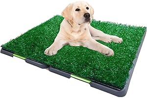 AUTES Dog Grass Pet Pee Potty Pad, Portable Artificial Grass Potty Training Mat for Indoor and Outdoor Use (27"x34")