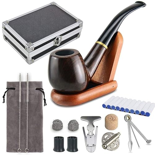 Joyoldelf Wooden tobacco smoking pipe "Maigret" Black, Smooth, Bent