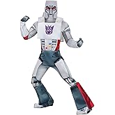 Adult Megatron Deluxe Costume | Mens Retro Transformers Cartoon Decepticons Leader Complete Outfit with Jumpsuit & Mask