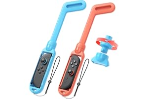 MENEEA [for 𝗦𝘄𝗶𝘁𝗰𝗵 𝟮/𝟭] Golf Club Grip for Nintendo Switch 2/Switch 1 Joy-Con| for Mario Golf Nintendo Switch Game Accessories & Mario Golf Super Rush| Rotatable Clubhead,Detachable Storage