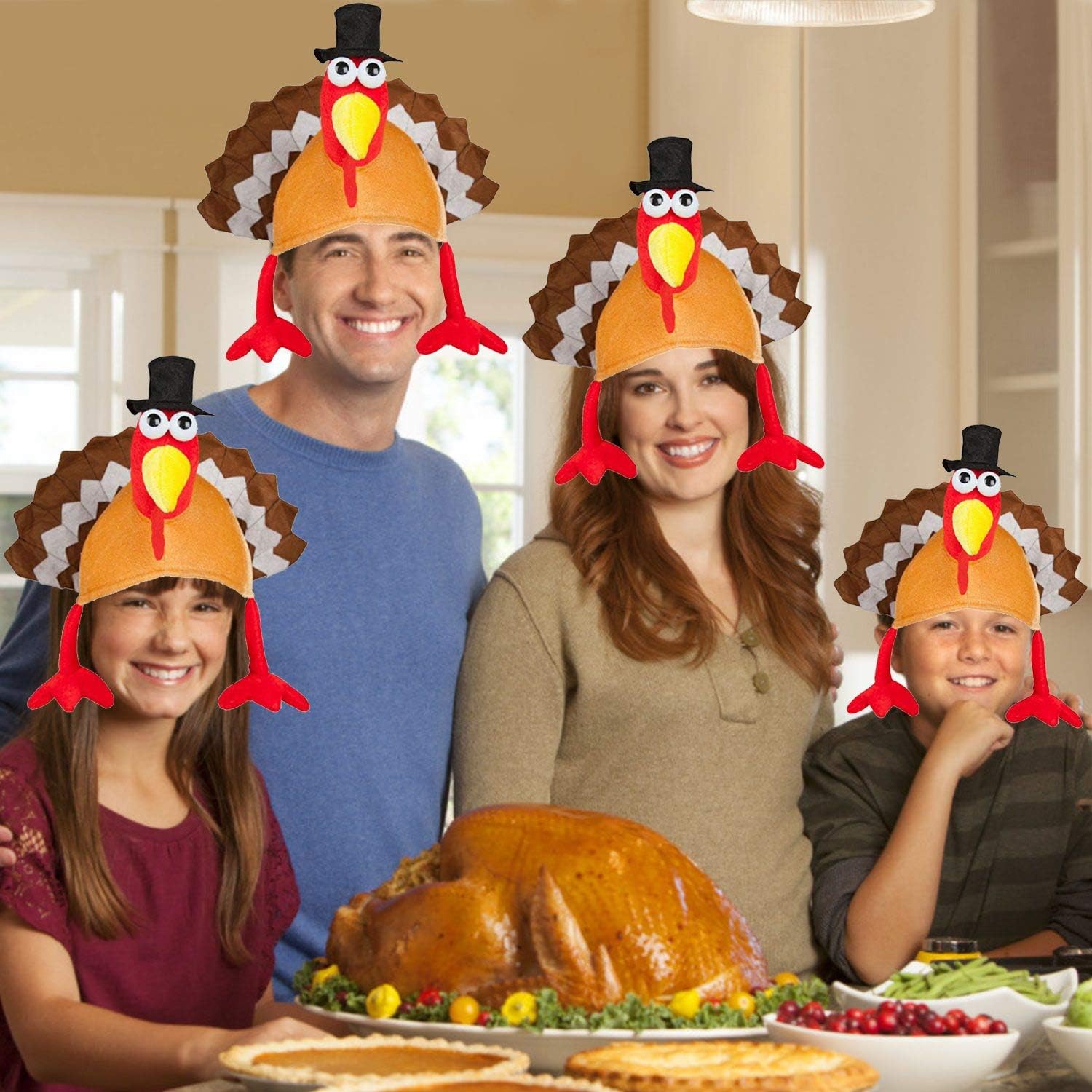 2 Pack Thanksgiving Party Turkey Hat Costume Unisex Hat with Tail Gifts Party Decor Costumes Novelty Turkey Hat Orange: Clothing