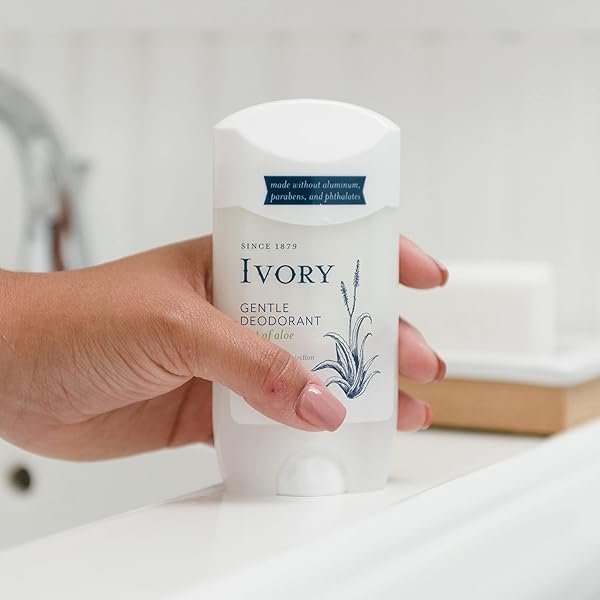 IVORY DEODORANT, HINT OF ALOE, MADE WITHOUT ALUMINUM AND BAKING SODA, 2.4 OZ, PACK OF 4