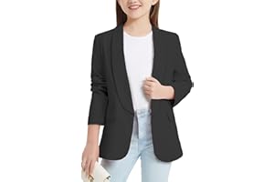 EXARUS Girls Blazer Long Sleeve Shawl Collar Formal Blazers Suit Jacket Open Front Inner Pocket for Kids Size 6-12 Year