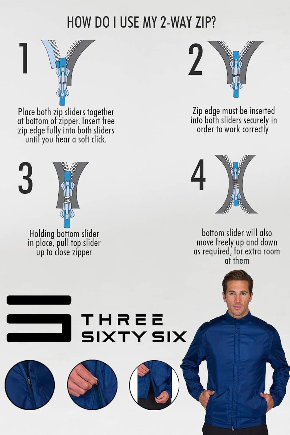 Three Sixty Six Full Zip Golf Jacket for Men - Lightweight Mens Rain Coat - Water Resistant Windbreaker: Clothing