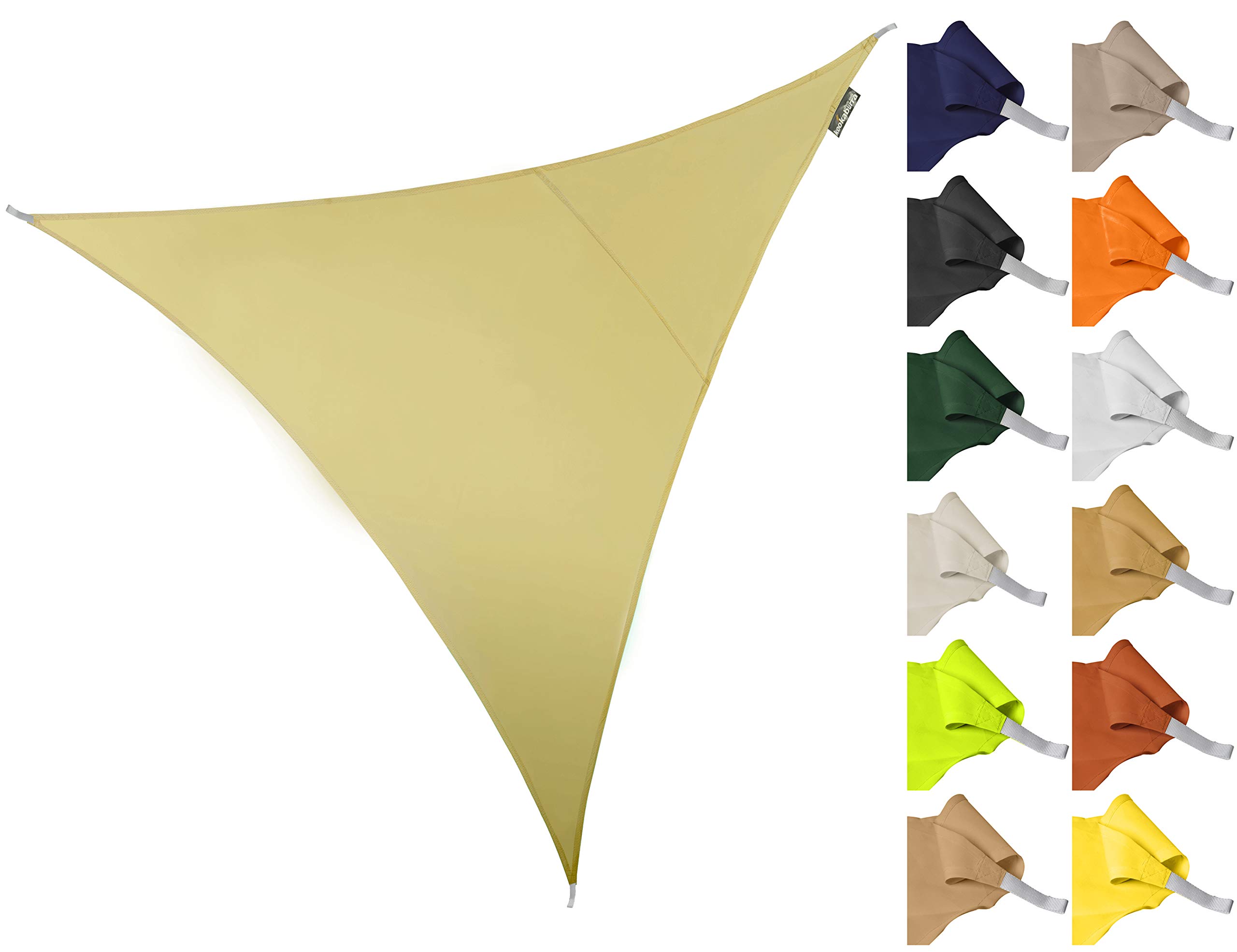 Kookaburra 2m Triangle Water Resistant Garden Patio Sun Shade Sail Canopy 96.5% UV Block with Free Rope (Sand)