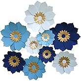 Mybbshower Paper Flower for Wall Set of 9 (Royal Blue White)
