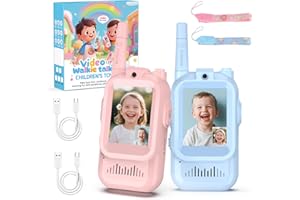 BlueFire Kids Walkie Talkies with Video – Screen Display Toy Radios with Voice Effects, One-on-One Pairing, Long Range – Birthday Toys Gifts for Boys & Girls Ages 3–10 (Pink+Blue)