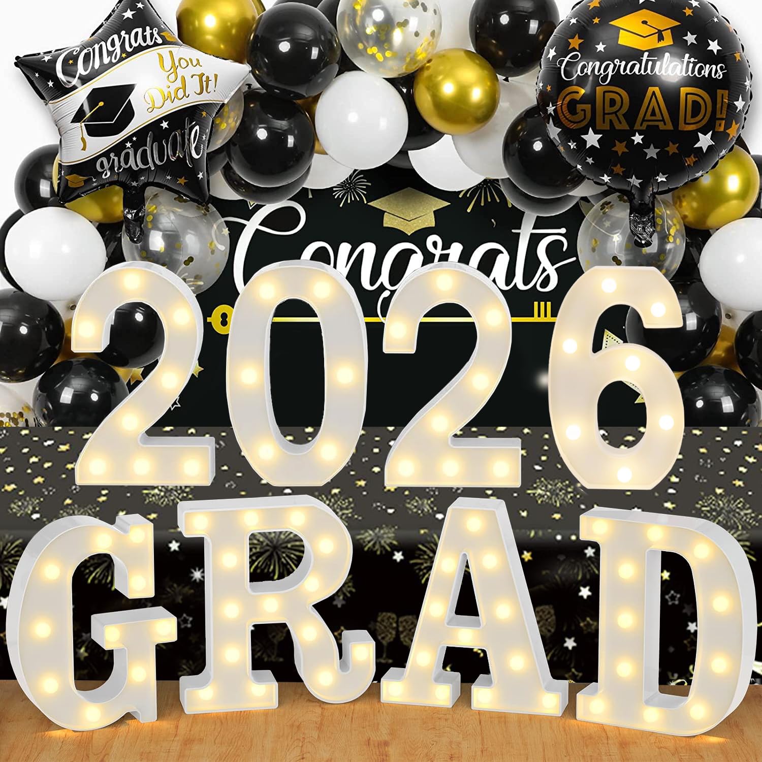 Photo 1 of ****2025***9 LED Marquee Letter Lights Grad 2026 Sign, Grad 2025/6 Light up Letters for graduation decorations, Class of 2025B Lights Decoration for High School Senior College Graduation Party Favor Supplies