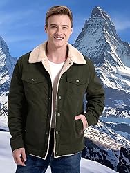 MANSDOUR Men's Winter Jacket Warm Sherpa Lined