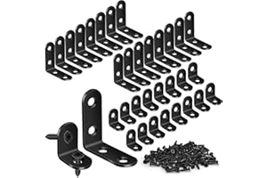 32PCS L Corner Bracket, MAPVOLUT Stainless Steel L Brackets for Shelves, Black Heavy Duty/Small Right Angle Bracket, Metal Co