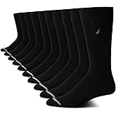 Nautica Mens Dress Socks - 10 Pack Breathable Stretch Crew-Length Work Socks for Men for Business Formal Wear (Sizes: 6-12.5)