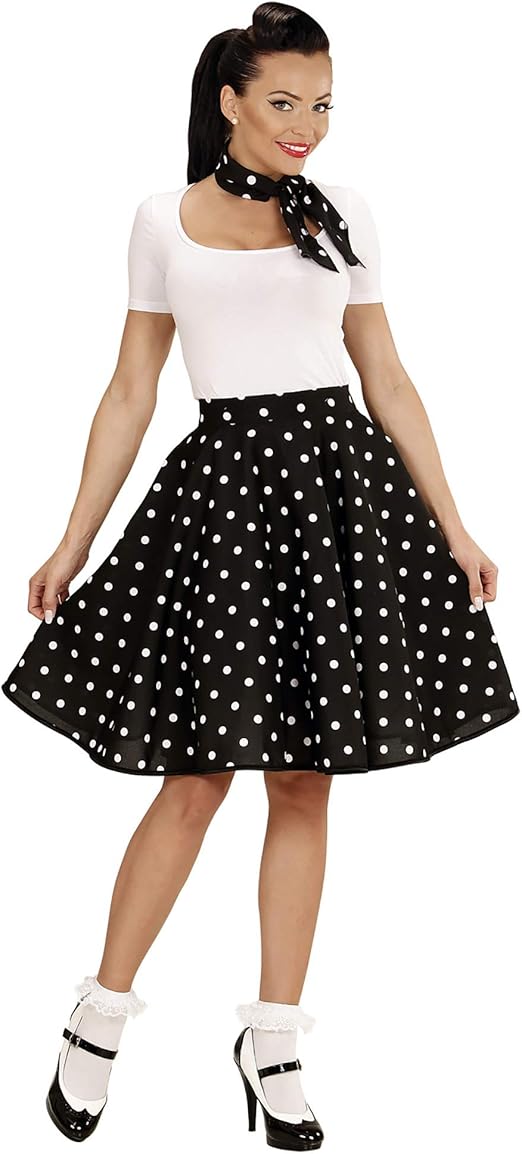 1950s black and white polka dot skirt 