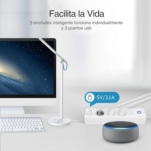 Regleta Inteligente con 3 Zcalos Control Individual Remoto por APP y 3 USB Compatible con Alexa y Google Home Gosund Regleta Wifi con Funcin de Temporizador Monitoreo de Consumo 1 5 Metros