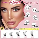CNMTCCO Individual Eyelashes 570pcs D Curl Wispy Clusters 8-16mm Max view 4
