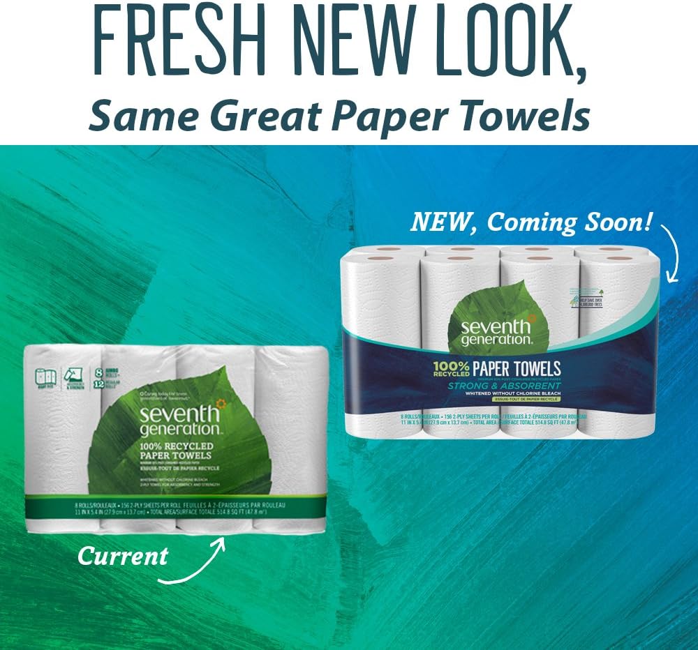 Seventh Generation Paper Towels, 100% Recycled Paper, 2-ply, 8 Count (Pack of 4): Health & Personal Care