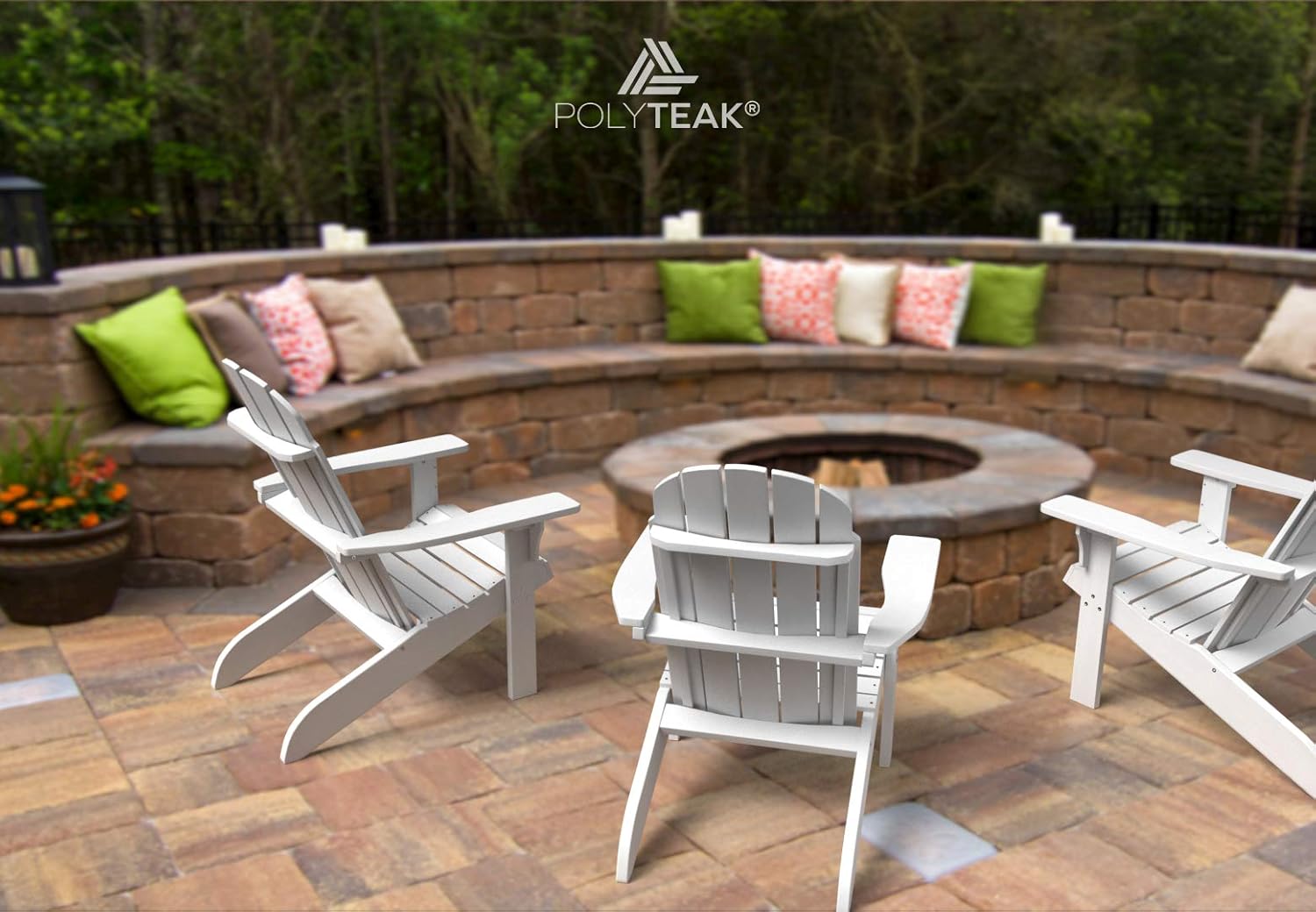 PolyTEAK Traditional Element Faux Wood Poly Adirondack Chair, White | Adult-Size, Weather Resistant, Made from Special Formulated Poly Lumber Plastic…: Kitchen & Dining