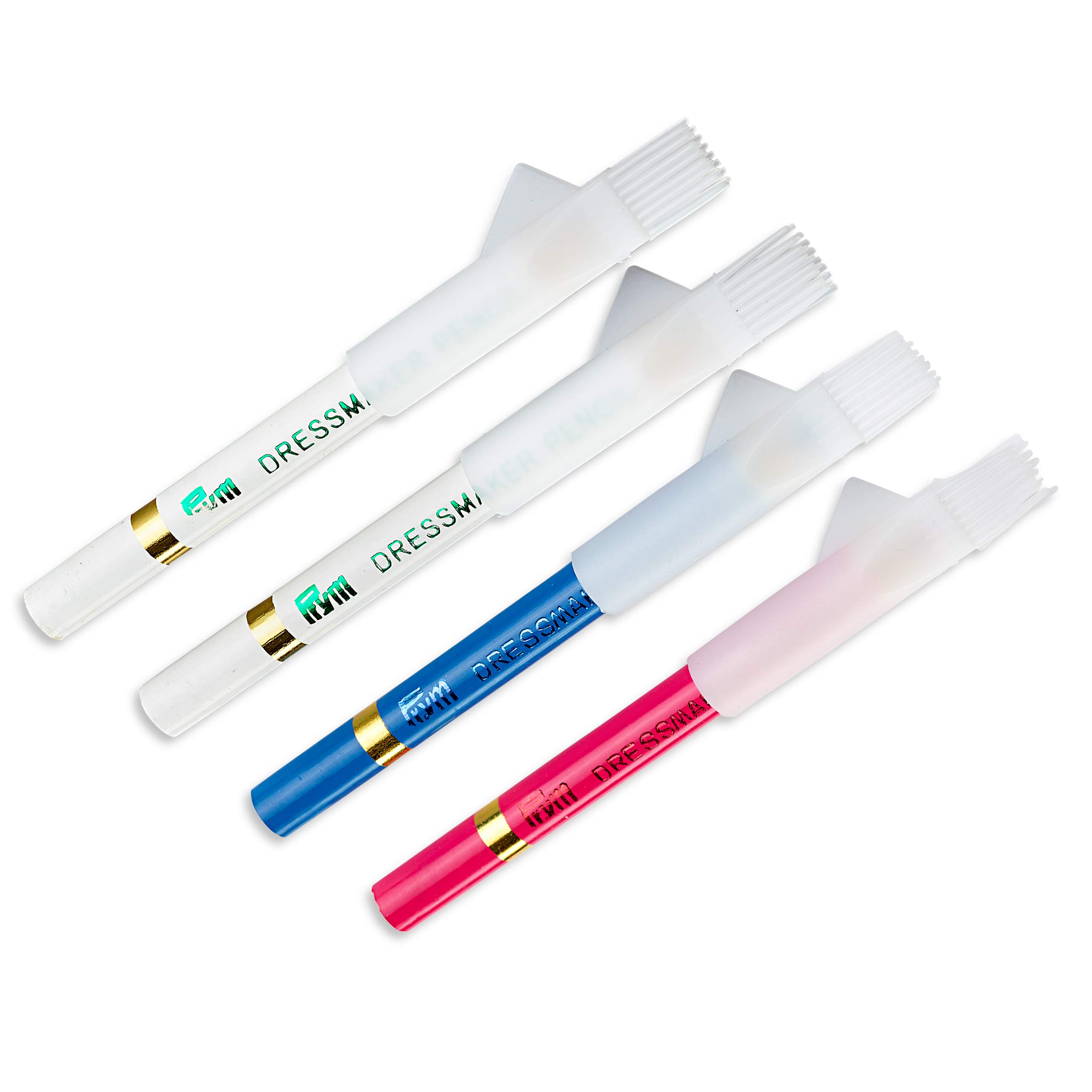 Prym 4-Piece Chalk Pencils Plus Brush, White/Pink/Blue