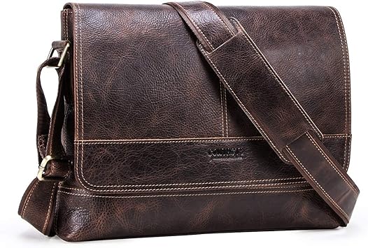 genuine leather messenger shoulder bag