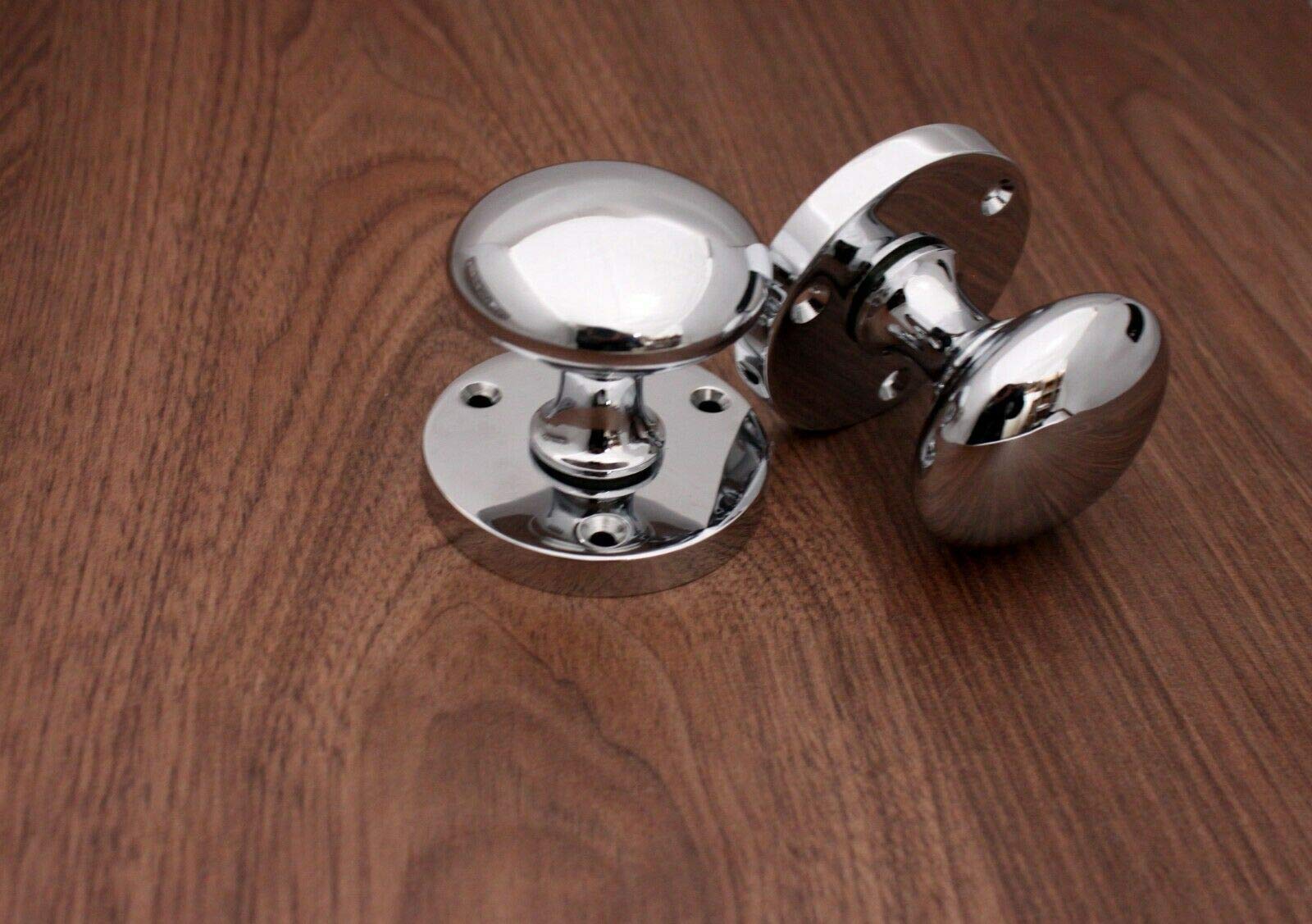Infinity Decor Polished Chrome Mortice Sprung Round Door Knobs Set Pack - 60mm