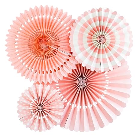 Monkey Home Basics Party Papier Fans, Koralle Farbe, 4er Set