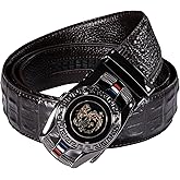 Barry.Wang Designer Mens Belts Leather Ratchet 1 3/8" Adjustable Sliding Buckle Dress Belt Automatic Strap Golf Business