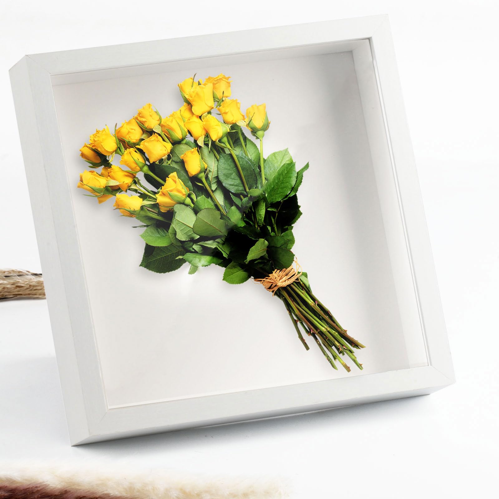3D shadow box frame 8x8 inches, white craft box frame 3D deep box frame, 22x22 cm display box, deep photo frame for filling objects under 3 cm photo pictures artwork memories flowers DIY crafts
