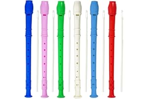 6 Pack 8 Hole Soprano Recorders Descant Flute With Cleaning Rod German Style for Beginner Graduation or Back to School Gift (