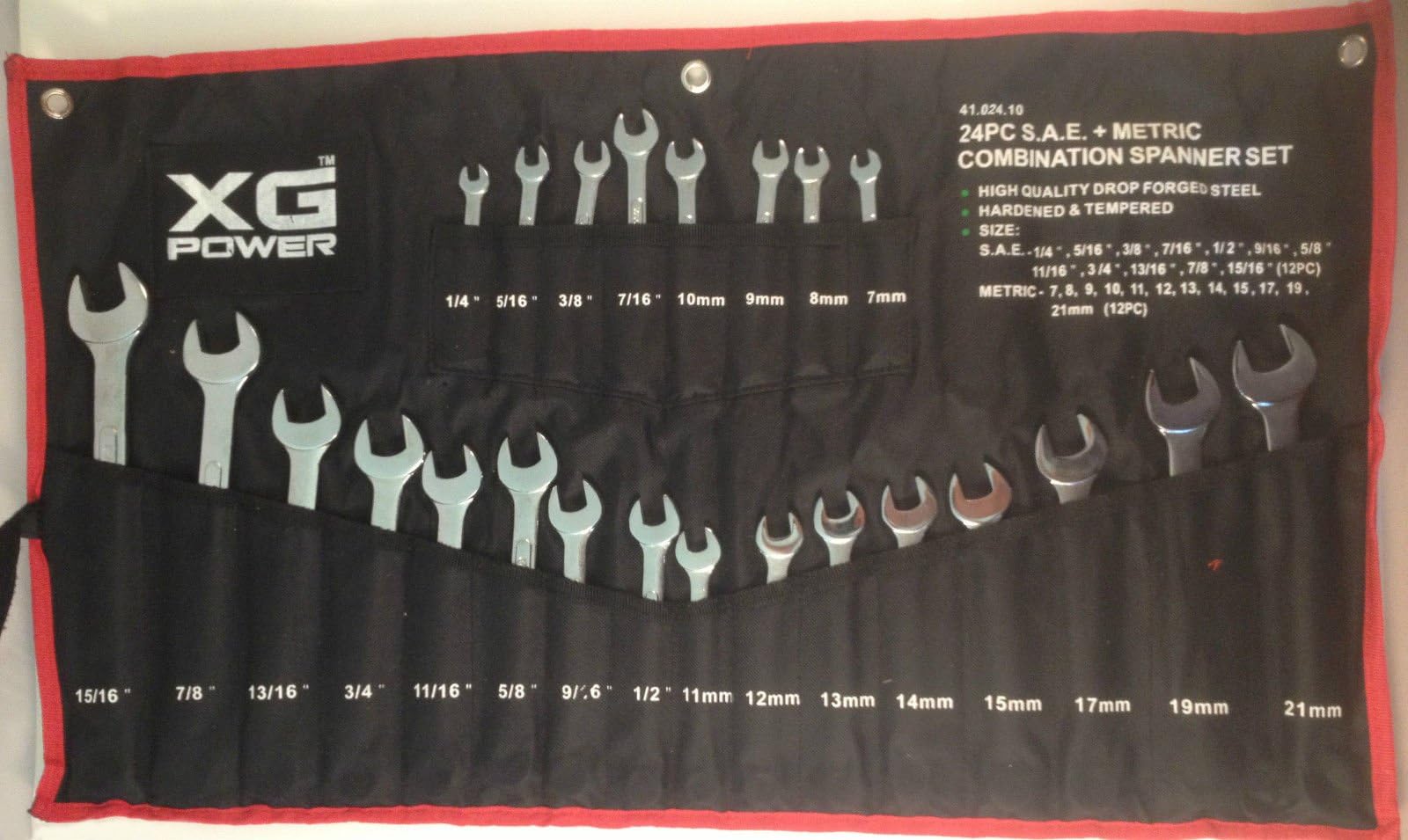 XG Power 24 Piece Combination Spanner Wrench Set_S.A.E &Metric_Drop Forged Steel