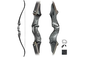 Obert Original Black Hunter Takedown Recurve Bow 60inch with Bamboo Core Limbs Archery Hunting Target Practice