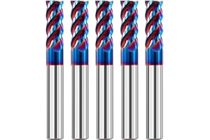 AYCHOLIZ 5PCS 1/8" Solid Carbide Square Nose End Mills Set 65HRC Tungsten Steel Milling Cutter 4 Flute CNC Milling Bits for Stainless Steel Hardness Steel