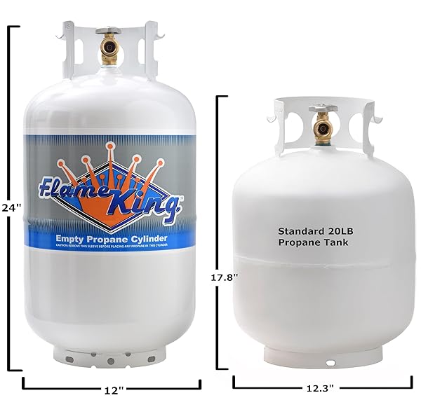 FLAME KING YSN-301 30 POUND STEEL PROPANE TANK CYLINDER WITH TYPE 1 OVERFLOW PROTECTION DEVICE VALVE DOT AND TC COMPLIANT, WHITE