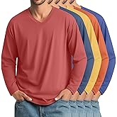 August Alley 5 Pack Men's Big and Tall Shirts Cotton V Neck L-7xl Long Sleeve Loose Tops Winter Casual Basic Tee Multipack