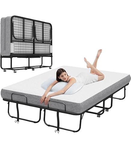 Amazon.com: Folding Bed Guest Bed With Mattress, Portable Single