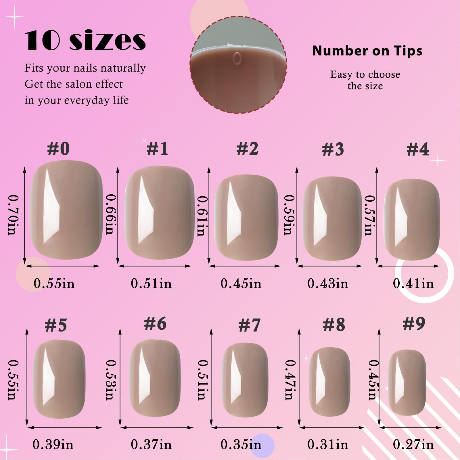 AddFavor 240pcs Press on Nails Short Square Fake Nails Glossy Full Cover Acrylic Artificial Glue on Nails Kit for Women and Girls, Brown Nails - Image 5