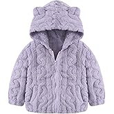 Lindanina Toddler Fleece Jacket Girls Hooded Zip-up Coat Warm Winter Clothes with Pocket 2-6 Years