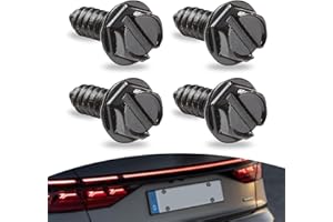 Flygun 4 PCS Car License Plate Frame Screws, 304 Stainless Steel US Standard License Plate Frame Self-Tapping Mounting Bolts, Rust-Proof Shock-Proof License Plate Fasteners, Universal for Car (Black)