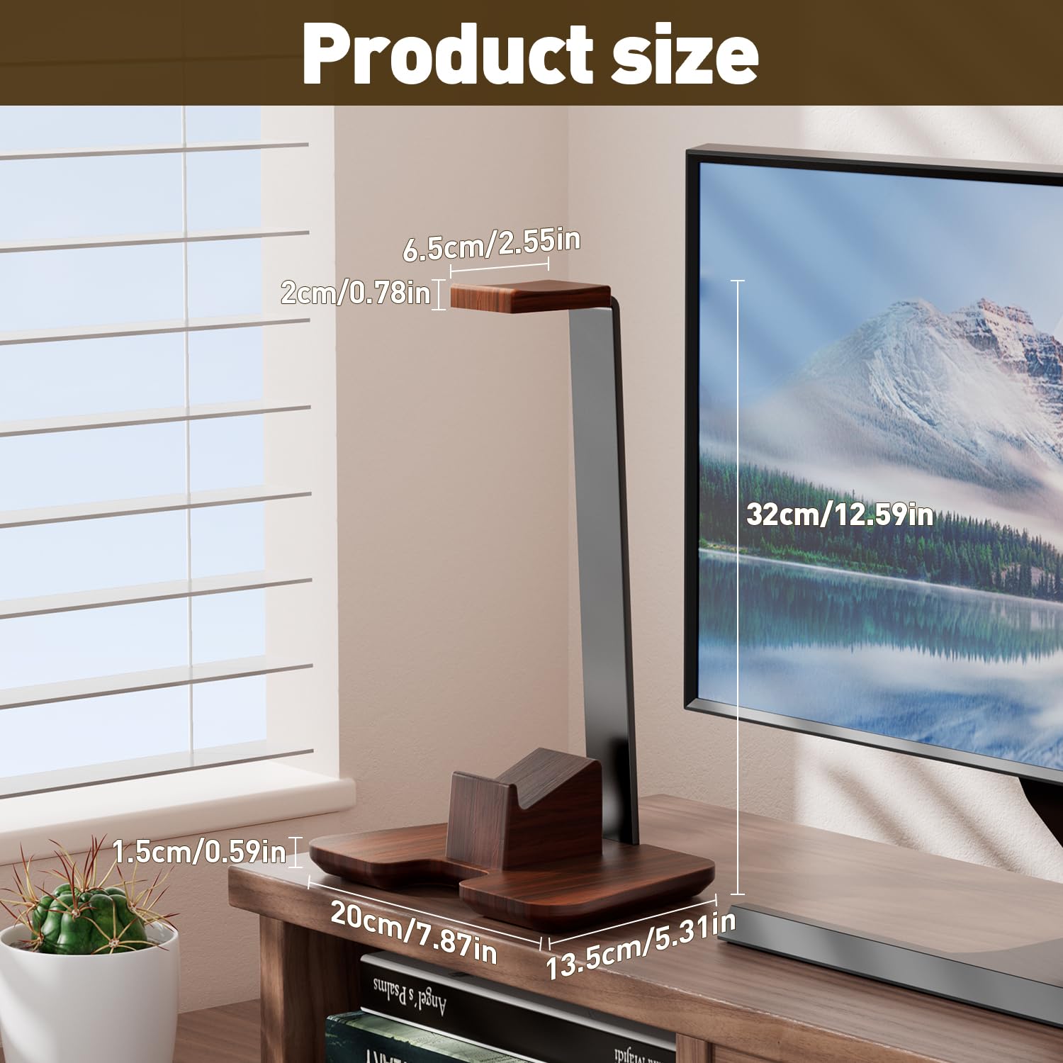 Controller Stand Wood Headphone Stand for Desk Gaming Desk Accessories Controller Holder for Gaming Equipment Headset Holder