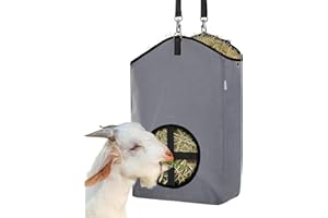 MIYABALA Goat Hay Feeder,Hay Bags for Goats,Horses,Sheep,Premium 600D Oxford Cloth,with Metal Fastener and Adjustable Open Feed Hole for Slow Feeding,Easy to Fill and Hang with Large Opening