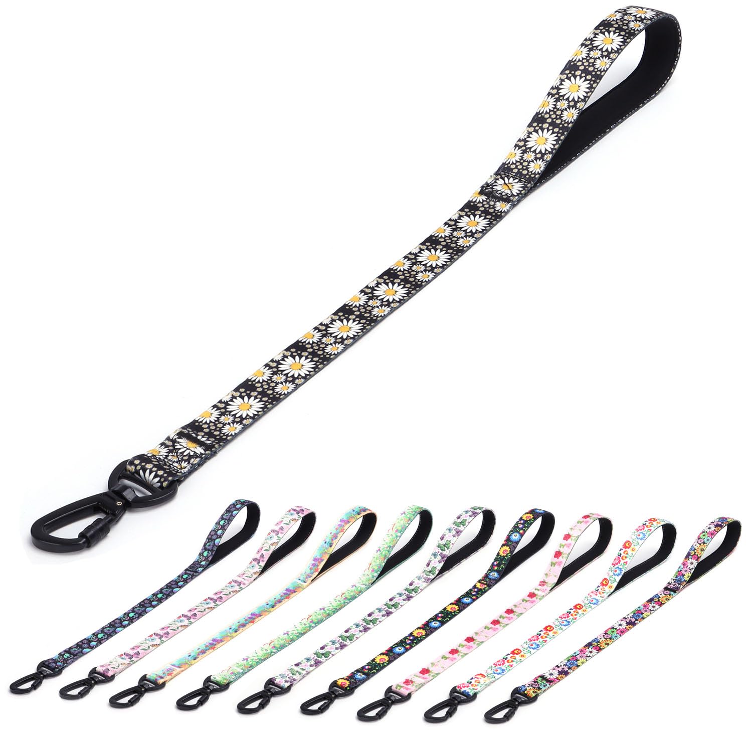 haoyueer Dog Leash, Short Traffic Leash for Dogs, Heavy Duty Floral Pattern Female Safety Nylon Training Dog Leash for Medium & Large Dogs (Daisy, 23 inch)