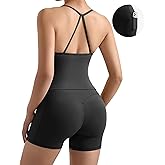 RXRXCOCO Cross Back Workout Sets for Women 2 Piece Padded Halter Tank Tops Hidden Scrunch Butt Booty Shorts with Pockets