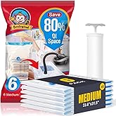 BoxLegend Vacuum Storage Bags with Hand Pump 6 Medium 19.68’’x27.56’’ Thickened Vacuum Seal Bags for Clothing Bed Sheets Pillowcases Compression Space Saving for Luggage, Backpack, Suitcase