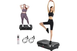 OKATOPGEAKO Whole Body Vibration Plate Exercise Machine – Power Vibrating Plate for Lymphatic Drainage Weight Loss, Shake Plate Exercise Platform with Touch Screen & Resistance Bands, Equipment for Women Men