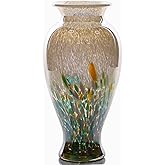 Blown Glass vase, Unique Glass vase, Colorful Bottle Decorative vase for Home Living Room Dining Table re Office Wedding entryway Desktop Decorative Flower vase. (Green)