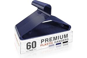 HOUSE DAY Blue Plastic Hangers 60 Pack, Clothes Hangers with Non Slip Hooks, Durable & Space Saving Coat Hanger, Light-Weight Clothing Hangers, Perfect Closet Organizer for Everyday Use