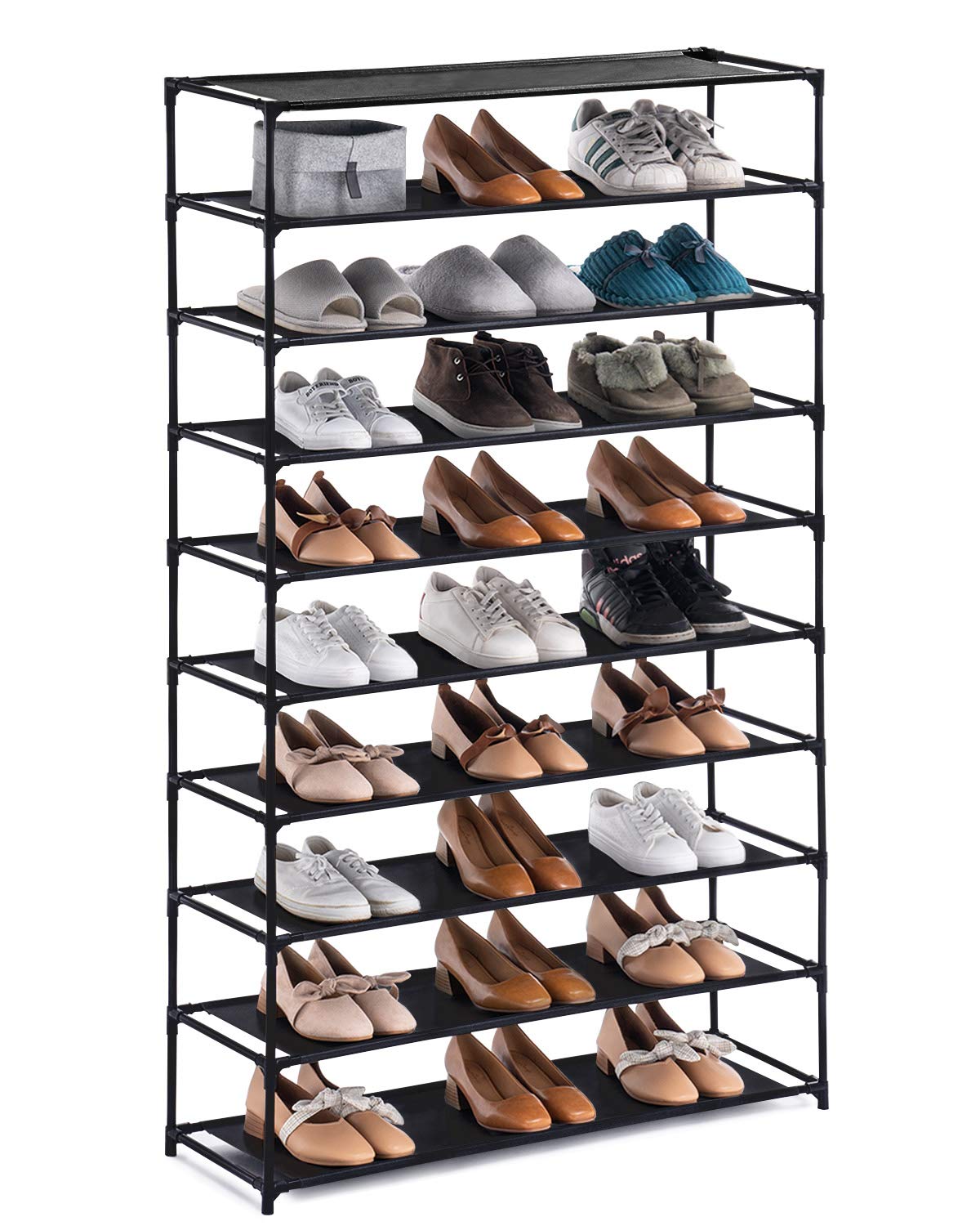 closetmaid 10 pair stackable shoe rack on Youdesure 10 Tiers Shoe Rack Large Shoe Rack Organizer For 50 Pairs Space Saving Shoe Shelf Non Woven Fabric Shoe Storage Cabinet Black Buy Online In Bahamas At Bahamas Desertcart Com Productid 183070431
